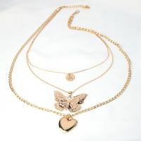 Multi Layer Necklace Zinc Alloy gold color plated three layers & for woman 44cm 50cm 65cm Sold By PC