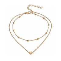 Multi Layer Necklace Zinc Alloy plated Double Layer & for woman 32cm 40cm Sold By PC