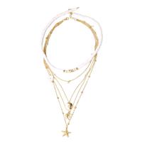 Multi Layer Necklace Zinc Alloy with Polymer Clay gold color plated for woman & with rhinestone & multi-strand 45cm 42cm 48cm 50cm 58cm Sold By PC