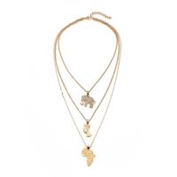 Multi Layer Necklace Zinc Alloy gold color plated three layers & for woman & with rhinestone 35cm 38cm 40cm Sold By PC