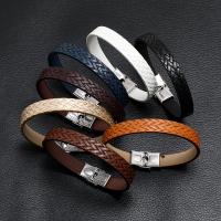 Bracelets cordon PU, cuir PU, avec Acier inoxydable 304, bijoux de mode & unisexe, plus de couleurs à choisir, Longueur:Environ 8.46 pouce, Vendu par PC