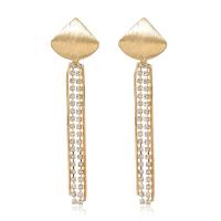 Fashion Fringe Brincos, cobre, joias de moda & para mulher & com strass, dourado, 75x20mm, vendido por par