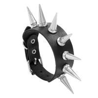 PU Schnur Armbänder, PU Leder, mit ABS Kunststoff & Eisen, Modeschmuck & unisex, schwarz, 258x26mm, verkauft von PC