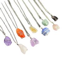 Gemstone Pendants Jewelry, Natural Stone, irregular, different materials for choice & Unisex, more colors for choice, 35-45mm, Sold By PC
