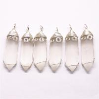 Gypsum Stone Pendant, with Brass, Conical, silver color plated, Unisex, white, 15x64x8mm, Sold By PC