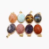 Natural Stone Pendant, with Brass, Oval, gold color plated, different materials for choice & Unisex & faceted, more colors for choice, 20x38x9mm, Sold By PC