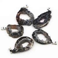 Ice Quartz Agate Pendant, irregular, druzy style & Unisex & hollow, black, 30-40x15-30x4mm, Sold By PC