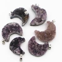 Amethyst Pendant, Moon, Unisex, purple, 35-30x30-20x15-8mm, Sold By PC