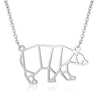 Titanium Steel Necklace Bear Vacuum Ion Plating for woman & hollow Length Approx 40 cm Sold By Bag