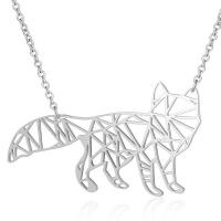 Titanium Steel Necklace Fox Vacuum Ion Plating for woman & hollow Length Approx 40 cm Sold By Bag