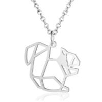 Titanium Steel Necklace, Squirrel, Vacuum Ion Plating, for woman & hollow, more colors for choice, 20x21mm, Length:Approx 45 cm, 2PCs/Bag, Sold By Bag