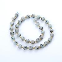 Lotus Jasper perle, Krug, uglađen, možete DIY & različite veličine za izbor & faceted, miješana boja, Prodano Per Približno 14.96 inčni Strand
