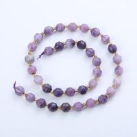 Natural Lepidolite Beads, Round, polished, DIY & different size for choice & faceted, purple, Sold Per Approx 14.96 Inch Strand