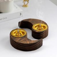 Wood Incense Burner, with Aluminum Alloy, half handmade, for home and office & 2 pieces & durable, 135x35mm, Sold By Set