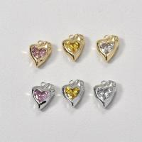 Cubic Zirconia Brass Pendants, with Cubic Zirconia, Heart, 14K gold plated, DIY, golden, nickel, lead & cadmium free, 12x15x6mm, Sold By PC