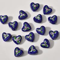 Perles murano faites à la main , chalumeau, coeur, vernis au four, DIY, 15x16mm, Trou:Environ 1.8mm, Vendu par PC