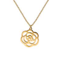Stainless Steel Jewelry Necklace 304 Stainless Steel with 1.97inch extender chain Flower Vacuum Ion Plating fashion jewelry & for woman Sold Per Approx 17.72 Inch Strand