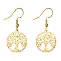 Stainless Steel Drop Earring 304 Stainless Steel Vacuum Ion Plating fashion jewelry & tree of life design & for woman Sold By Pair
