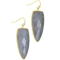 Natural Gemstone Earrings Zinc Alloy with Labradorite fashion jewelry & for woman golden nickel lead & cadmium free Sold By Pair