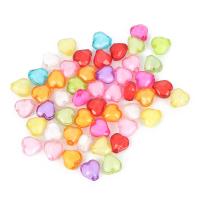 Perla u Bead Akril perle, Srce, možete DIY, miješana boja, 10x10mm, Približno 100računala/Torba, Prodano By Torba