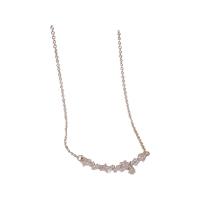 Zinc Alloy smykker halskæde, Stjerne, sølvfarvet forgyldt, mode smykker & Micro Pave cubic zirconia & for kvinde, sølv, nikkel, bly & cadmium fri, Længde 40.9-46.2 cm, Solgt af PC