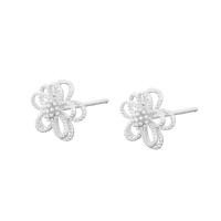 925 Sterling Silver Stud Earrings Flower plated fashion jewelry & for woman & hollow Sold By PC