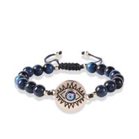 Natural Stone, Evil Eye, Adjustable & braided bracelet & for woman, more colors for choice, Sold By PC