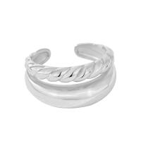 925 Sterling Silver Cuff Finger Ring plated Double Layer & Adjustable & for woman Sold By PC