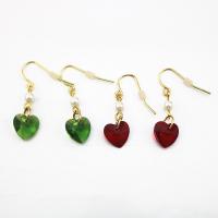 Tibetan Style Drop Earrings, with Crystal & Plastic Pearl, Heart, gold color plated, fashion jewelry & for woman, more colors for choice, 60mm, 10Pairs/Lot, Sold By Lot