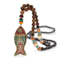 Sweater Chain Necklace, Wood, with Gemstone, folk style & Unisex & different styles for choice, Length:Approx 31.5 Inch, Sold By PC