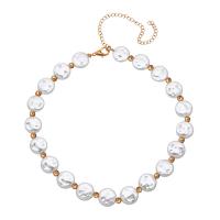 Plastic Pearl Necklace with Zinc Alloy with 4inch extender chain gold color plated fashion jewelry & for woman Length Approx 11.4 Inch Sold By PC