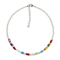 Collar de Cristal de Murano, con Perlas plásticas & aleación de zinc, con 1.96inch extender cadena, Joyería & para mujer, longitud aproximado 13 Inch, Vendido por UD