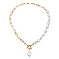 Пластиковый жемчужное ожерелье, цинковый сплав, с Пластиковая жемчужина, плакирован золотом, ювелирные изделия моды & Женский, длина:Приблизительно 18.5 дюймовый, продается PC