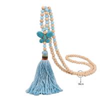 Holz Halskette, mit Baumwollfaden & Türkis & Kristall, Bohemian-Stil & für Frau, keine, Länge:ca. 35.4 ZollInch, verkauft von PC