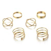 Zinc Alloy Ring Set gold color plated 6 pieces & for woman 20mm Sold By Set