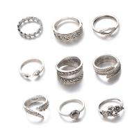 Tibetan Style Ring Set, platinum color plated, 9 pieces & for woman, 18mm,16mm,15mm,12mm, Sold By Set