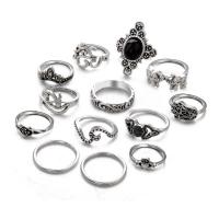 Ensemble d’anneau en alliage de zinc, Placage de couleur platine, 13 pièces & pour femme, 18mm,16.5mm, Vendu par fixé
