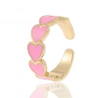 Brass Finger Ring gold color plated Adjustable & for woman & enamel Sold By PC