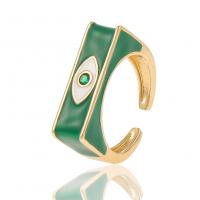 Evil Eye Jewelry Ring Finger, cobre, cromado de cor dourada, Ajustável & micro pavimento em zircônia cúbica & para mulher & esmalte, Mais cores pare escolha, 7.50x23mm, vendido por PC