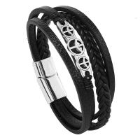 PU Leather Cord Bracelets, Tibetan Style, with PU Leather, fashion jewelry & multilayer & Unisex, more colors for choice, nickel, lead & cadmium free, 25mm, Length:Approx 8.27 Inch, Sold By PC