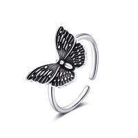 Brass Finger Ring Butterfly antique silver color plated fashion jewelry & for woman nickel lead & cadmium free 20mm Sold By PC