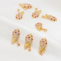 Cubic Zirconia Micro Pave Brass Pendant Ice Cream gold color plated DIY & micro pave cubic zirconia nickel lead & cadmium free Sold By PC
