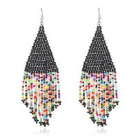 Fashion Fringe Earrings, Seedbead, handmade, fashion jewelry & for woman, more colors for choice, nickel, lead & cadmium free, 108x35mm, Sold By Pair