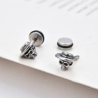 Stainless Steel Stud Earrings 304 Stainless Steel Skull fashion jewelry & Unisex original color Sold By Pair