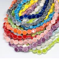 Perles en porcelaine émaillées, Plat rond, DIY, plus de couleurs à choisir, 4x7mm, Trou:Environ 3mm, Vendu par PC
