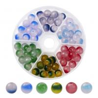Abalorios de Cristal, Vidrio, con Caja de plástico, Esférico, Bricolaje, color mixto, Vendido por Caja