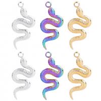 Stainless Steel Animal Pendants, 304 Stainless Steel, Snake, Vacuum Plating, fashion jewelry & DIY, more colors for choice, 20x9mm, Hole:Approx 1mm, Sold By PC