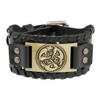 Cowhide Bracelet with PU Leather & Iron & Zinc Alloy plated fashion jewelry & Unisex Sold By PC