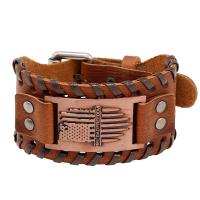 Cowhide Bracelet with PU Leather & Iron & Zinc Alloy plated fashion jewelry & Unisex Sold By PC