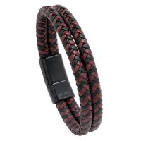 PU Leather Cord Bracelets with Zinc Alloy gun black plated fashion jewelry & Unisex Sold By PC